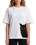 Women's Oversized Drop Shoulder Cotton T Shirt | Shadow Owl