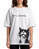 Women's Oversized Drop Shoulder Cotton T Shirt |  Artistic Cat