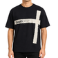 Men's Oversized Cross Patch Graphic Black T-Shirt