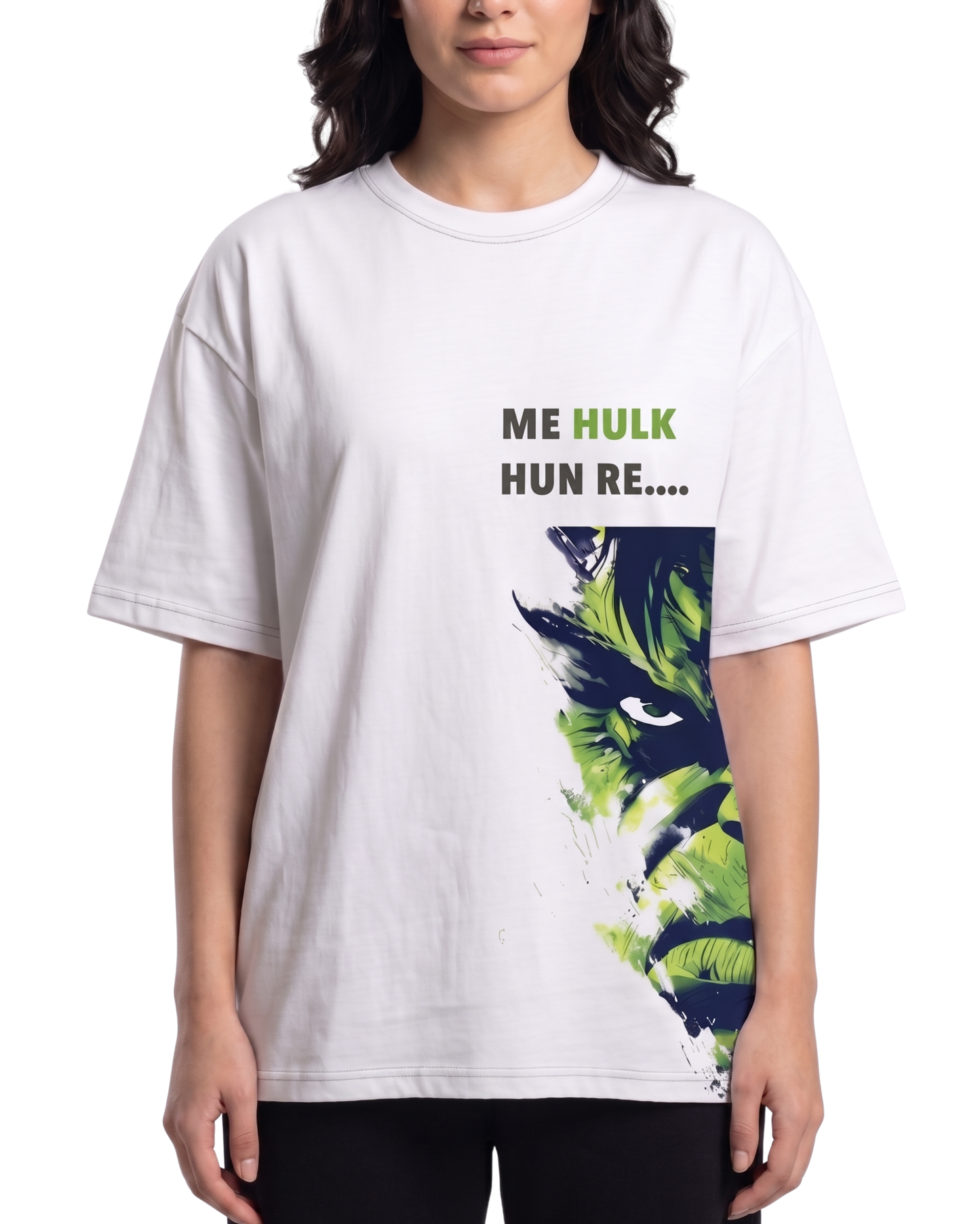 Women's Oversized Drop Shoulder Cotton T Shirt | Street Style Hulk