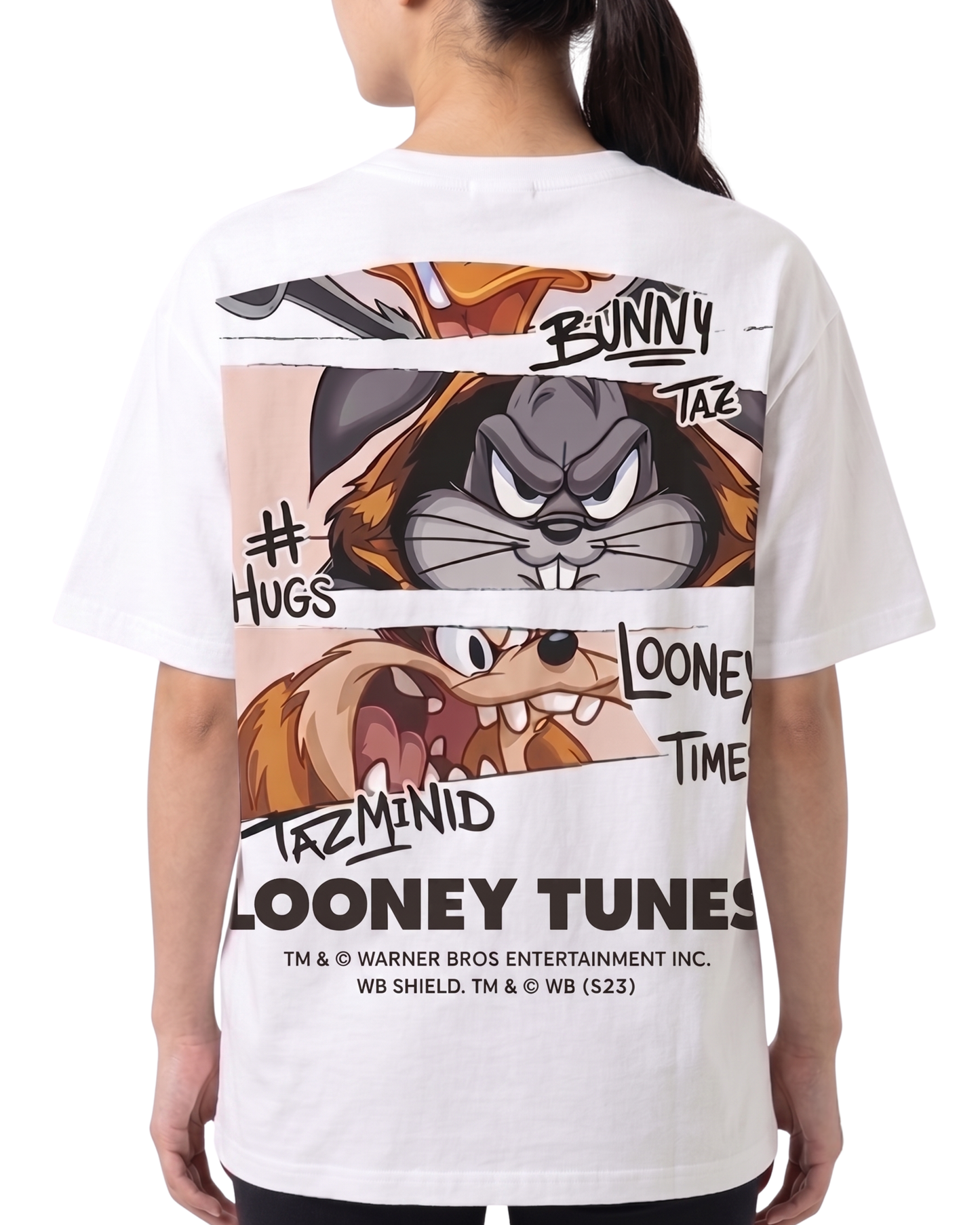 Women's Oversized Drop Shoulder Cotton T Shirt | Looney Tunes Print