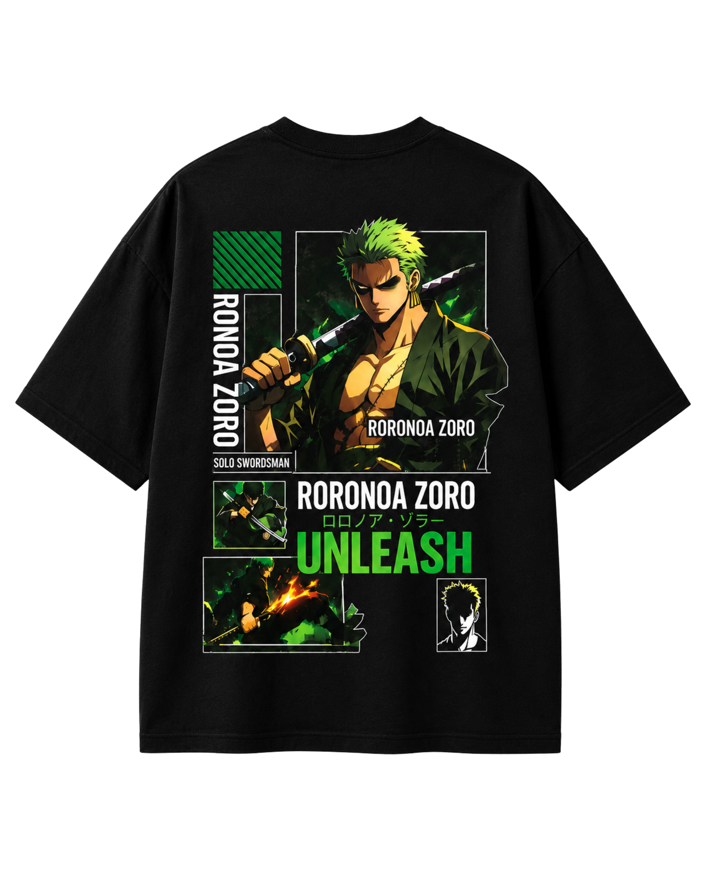 Men's Oversized Drop Shoulder Cotton T Shirt | Roronoa Zoro Unleash