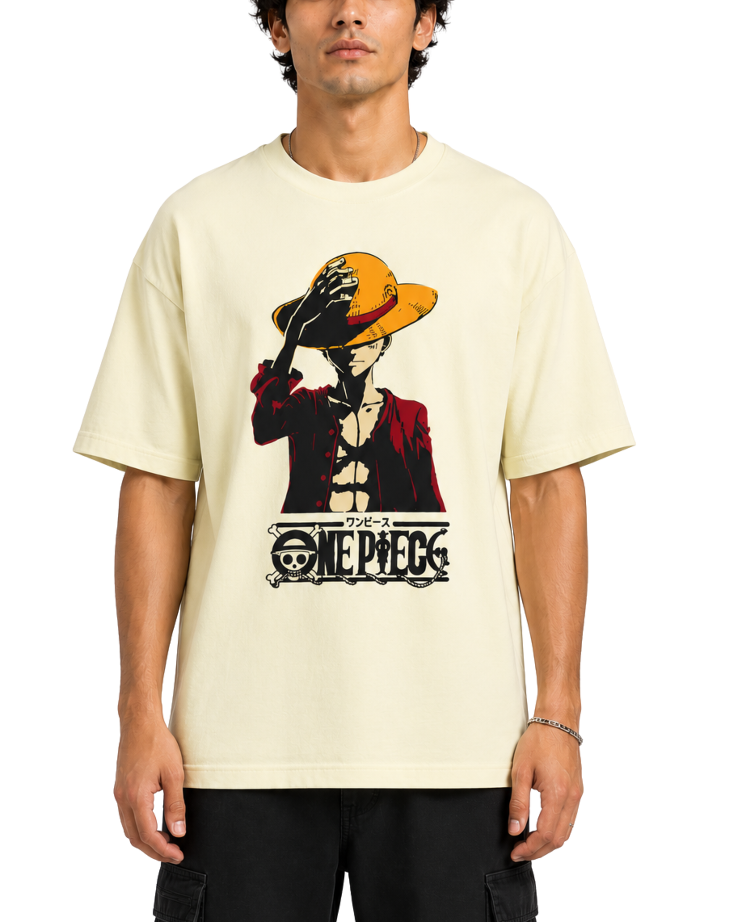 Men's Oversized Drop Shoulder Cotton T Shirt | One Piece Luffy