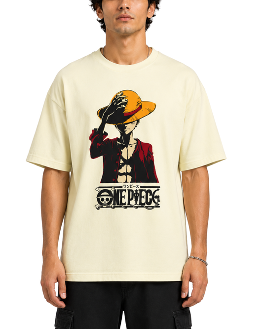 Men's Oversized Drop Shoulder Cotton T Shirt | One Piece Luffy