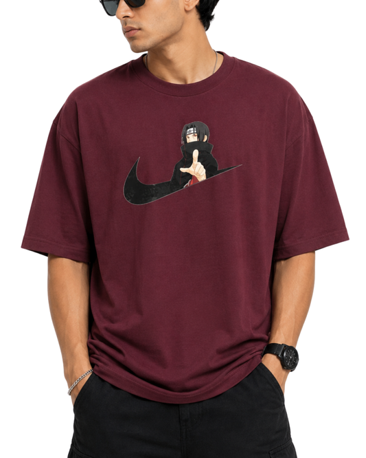 Men's Oversized Drop Shoulder Cotton T Shirt | Itachi Uchiha Illusion