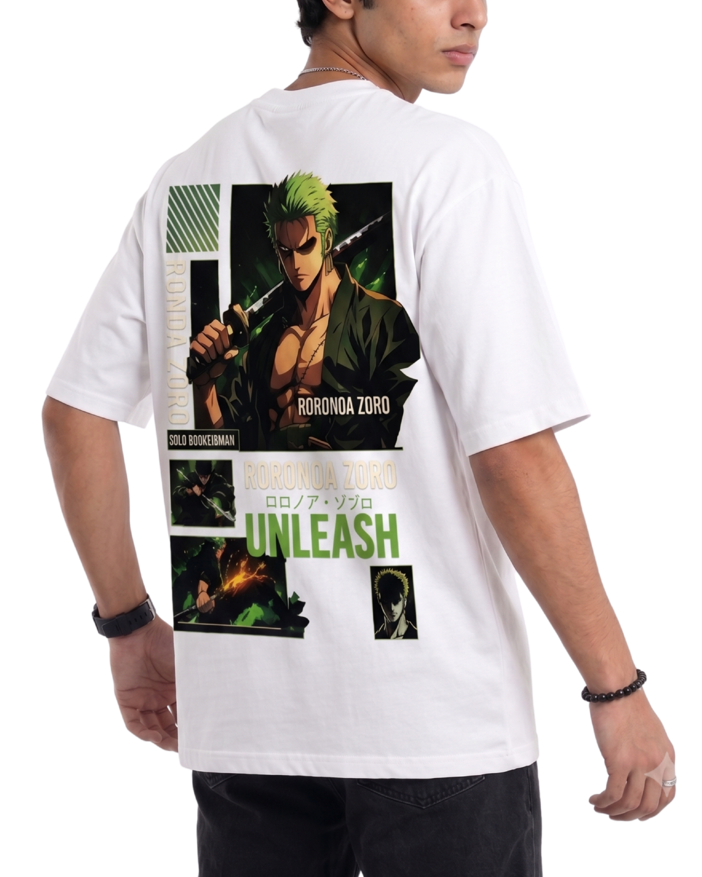 Men's Oversized Drop Shoulder Cotton T Shirt | Roronoa Zoro Unleash