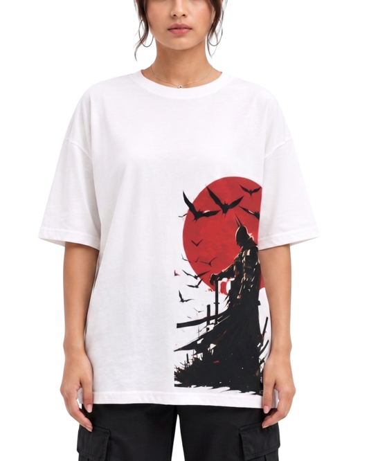 Women's Oversized Drop Shoulder Cotton T Shirt | Batman Crimson Moon