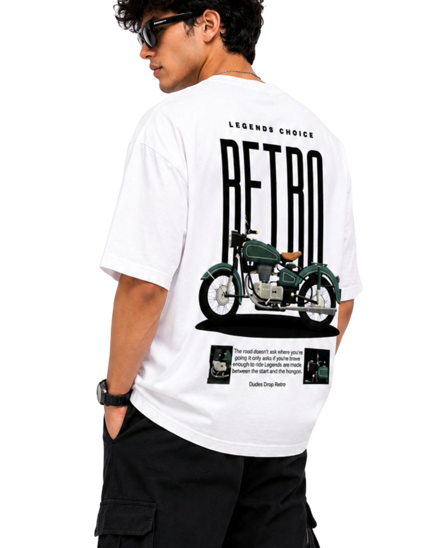 Men's Oversized Drop Shoulder Cotton T Shirt | Retro Rider Graphic Tee