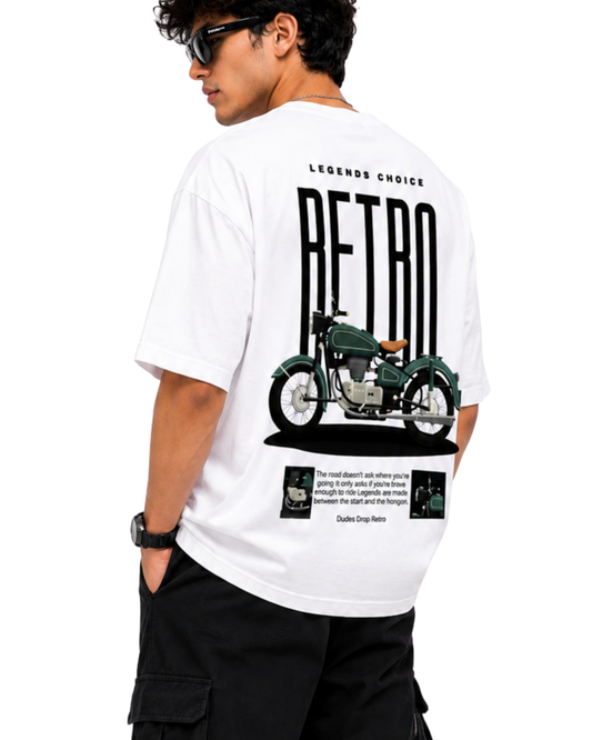 Men's Oversized Drop Shoulder Cotton T Shirt | Retro Rider Graphic Tee