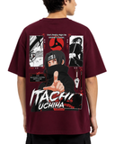 Men's Oversized Drop Shoulder Cotton T Shirt | Itachi Uchiha Illusion
