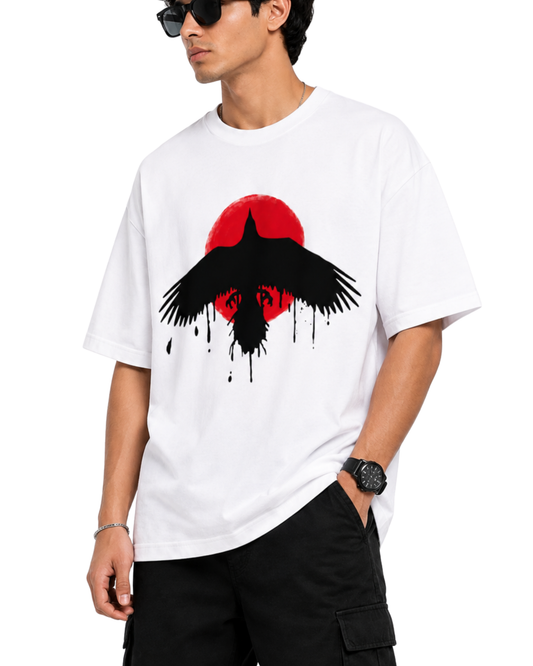 Men's Oversized Drop Shoulder Cotton T Shirt | Crimson Raven Eclipse