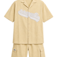 Men's Relaxed Fit Cuban Collar Shirt & Cargo Shorts Co-Ord Set Beige