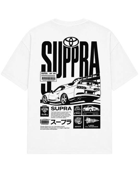 Men’s Oversized Drop Shoulder Cotton T-Shirt | White Toyota Supra