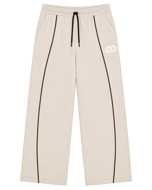 Men’s Relaxed Fit Terry Trouser | Cream Brown Contrast Stripe
