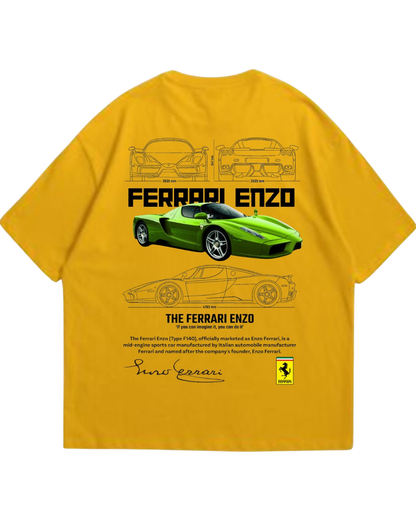 Men's Oversized Drop Shoulder Cotton T Shirt | Ferrari Logo Bold Streetwear