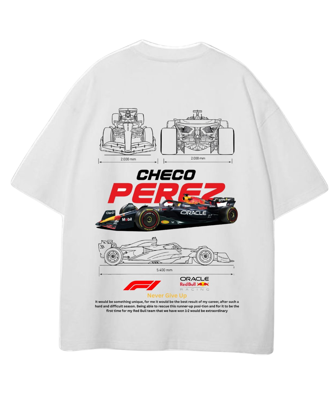Men's Oversized Drop Shoulder Cotton T Shirt | Checo Perez F1 Racing