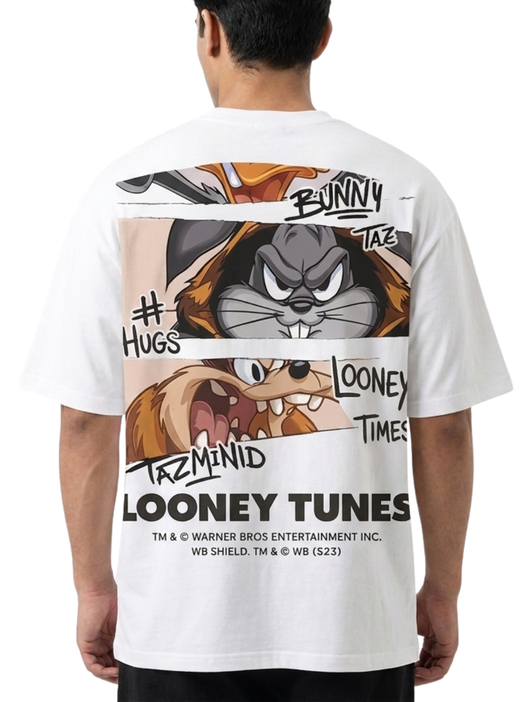 Men's Oversized Drop Shoulder Cotton T Shirt | Looney Tunes Print