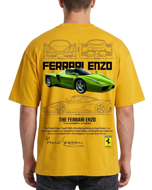 Men's Oversized Drop Shoulder Cotton T Shirt | Ferrari Logo Bold Streetwear
