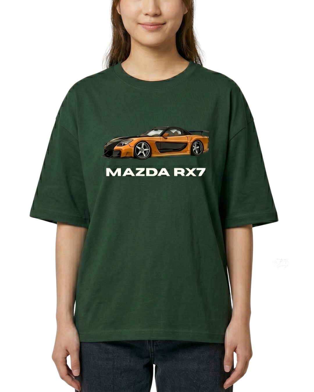 Women's Oversized Drop Shoulder Cotton T Shirt | Mazda RX7 Sports Car
