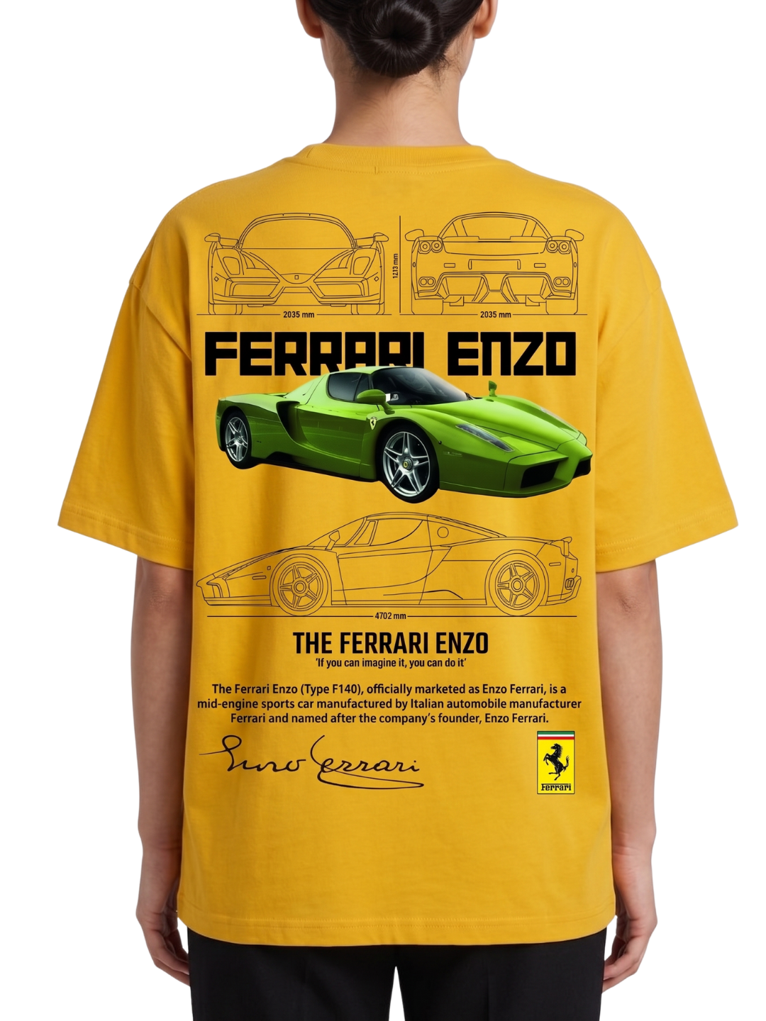 Women's Oversized Drop Shoulder Cotton T Shirt | Ferrari Logo Bold Streetwear