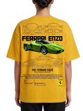 Women's Oversized Drop Shoulder Cotton T Shirt | Ferrari Logo Bold Streetwear