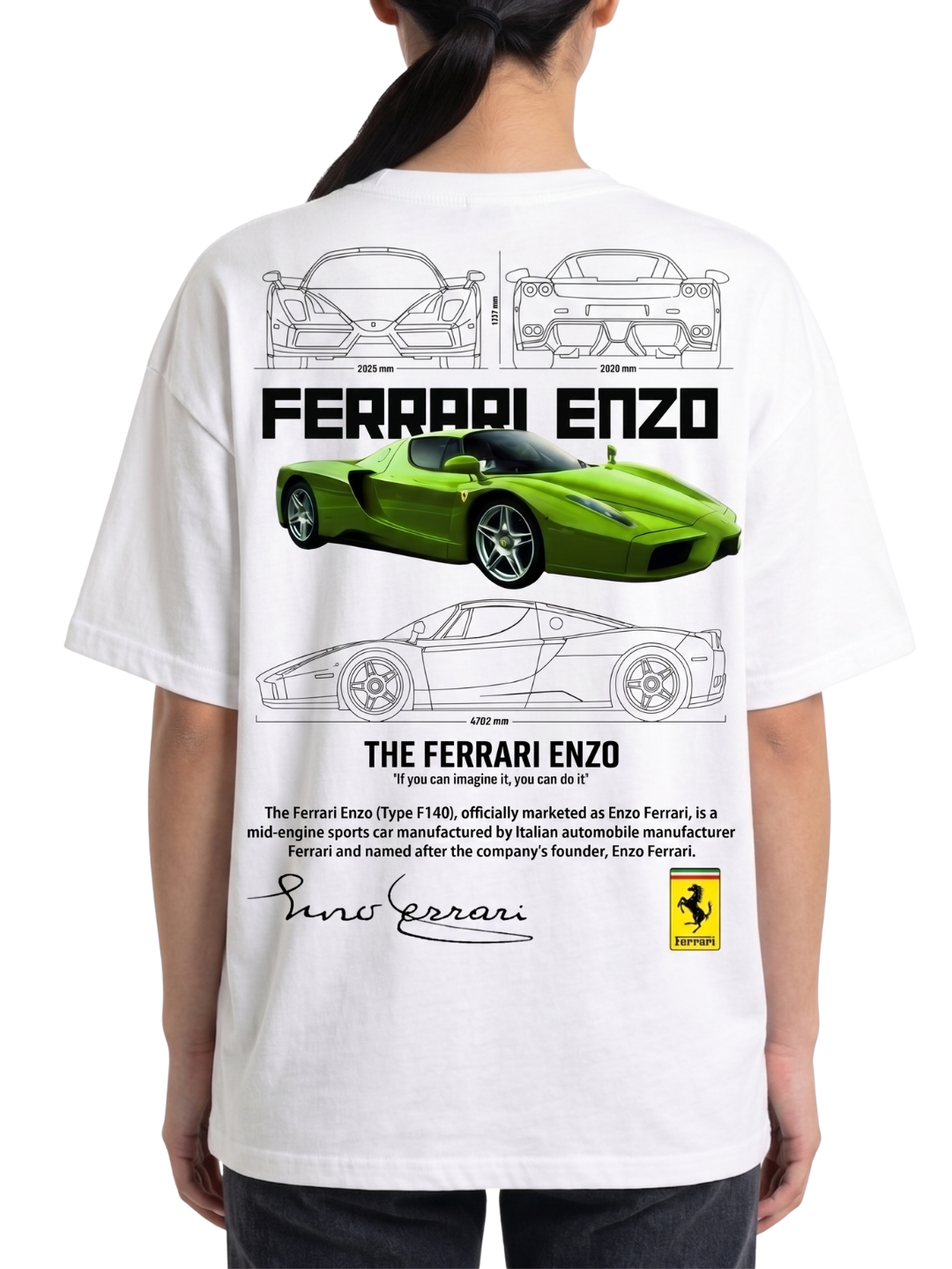 Women's Oversized Drop Shoulder Cotton T Shirt | Ferrari Logo Bold Streetwear