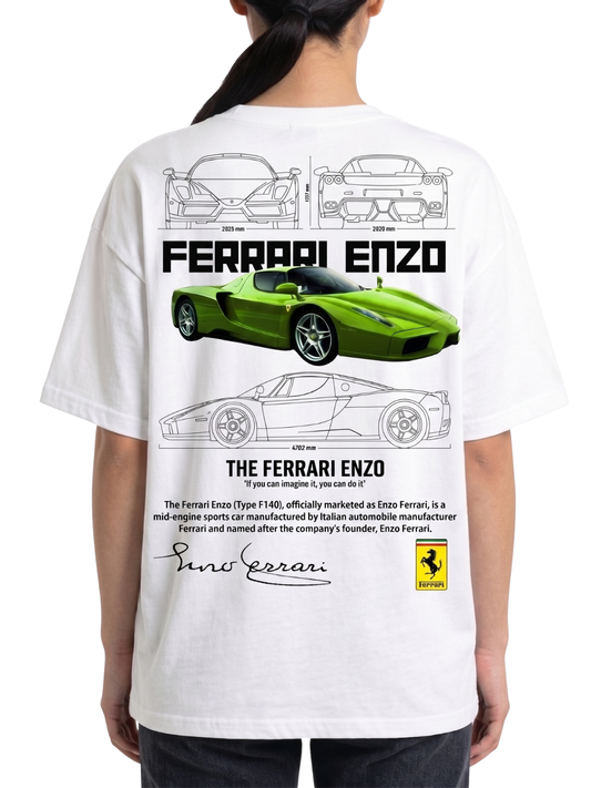 Women's Oversized Drop Shoulder Cotton T Shirt | Ferrari Logo Bold Streetwear