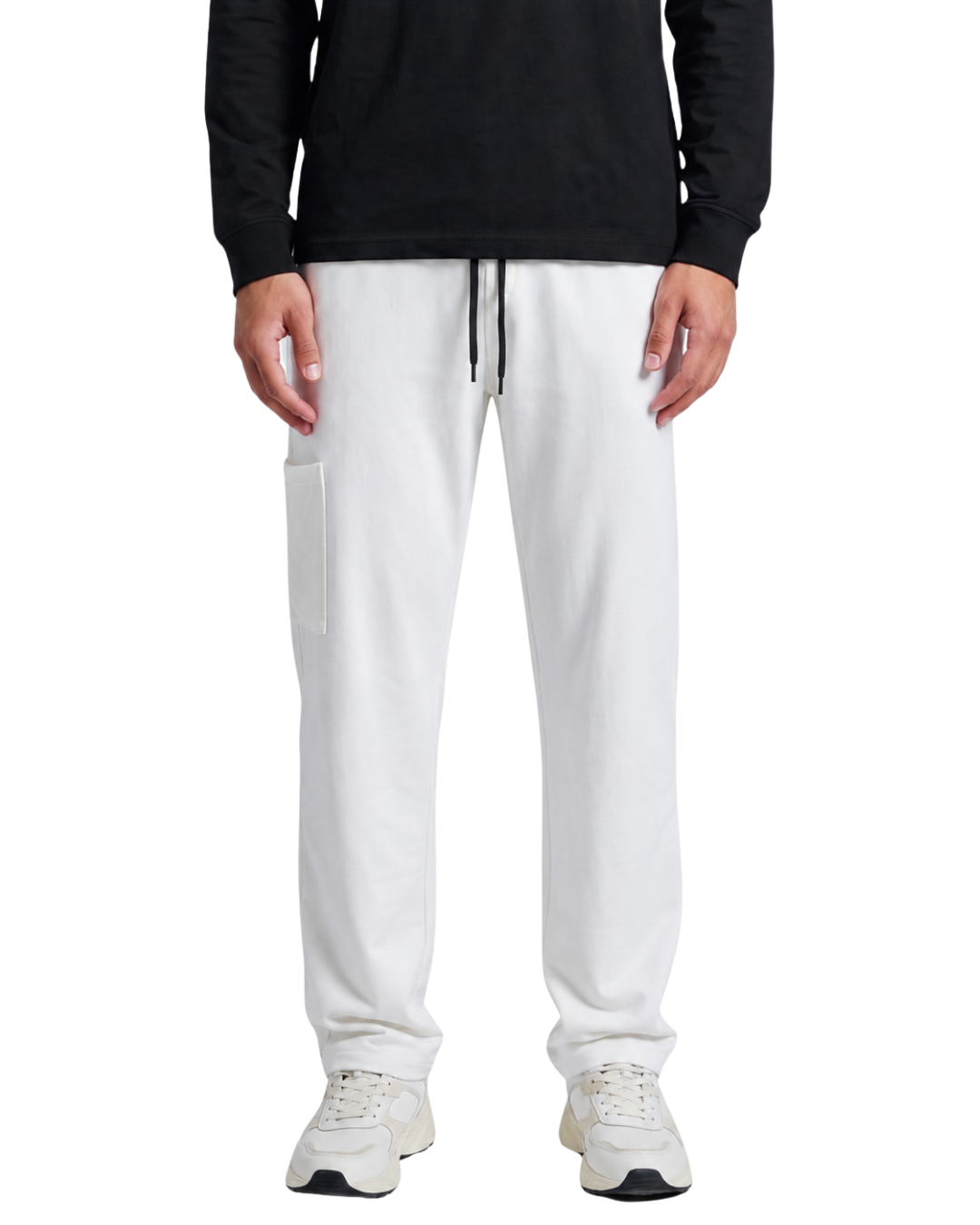 Women's Milky  White Woven Terry Straight Fit Trouser