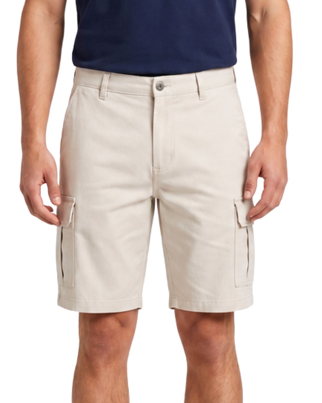 Men's Urban Off White 6 Pocket Chino  Cargo Canvas Shorts