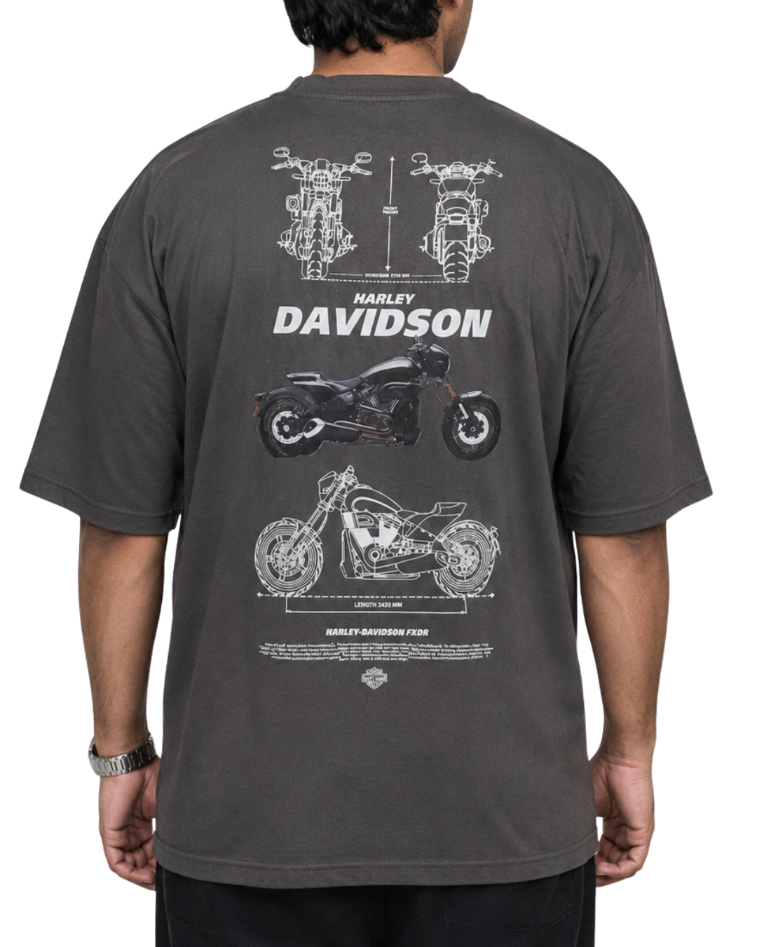Men's Oversized Drop Shoulder Cotton T Shirt | Harley Motorcycle