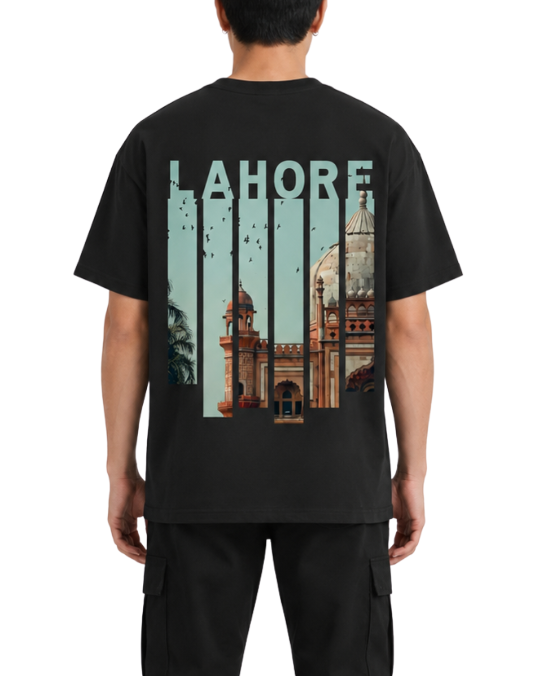 Men's Oversized Drop Shoulder Cotton T Shirt | Lahore Skyline