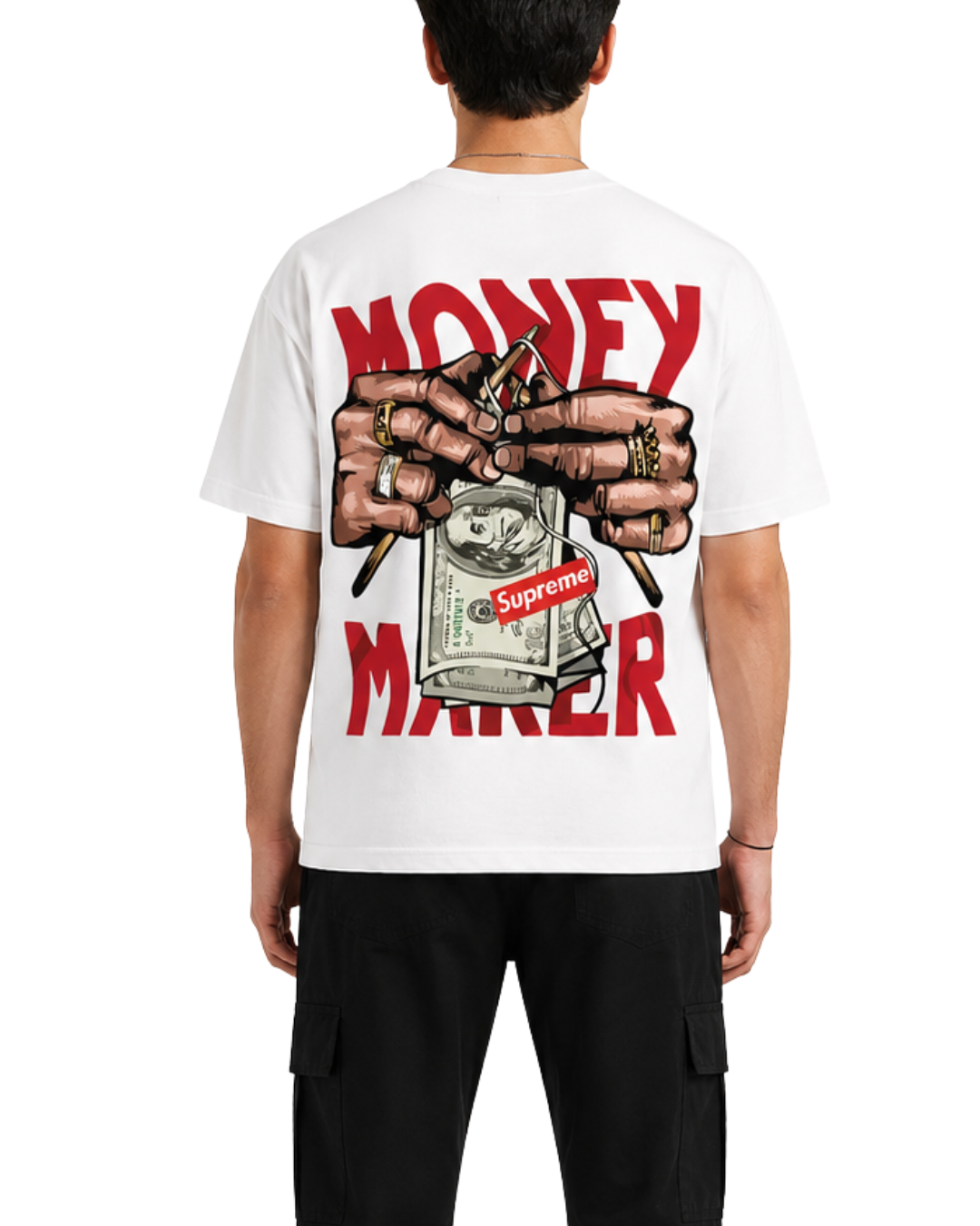 Men's Oversized Drop Shoulder Cotton T Shirt | Money Maker