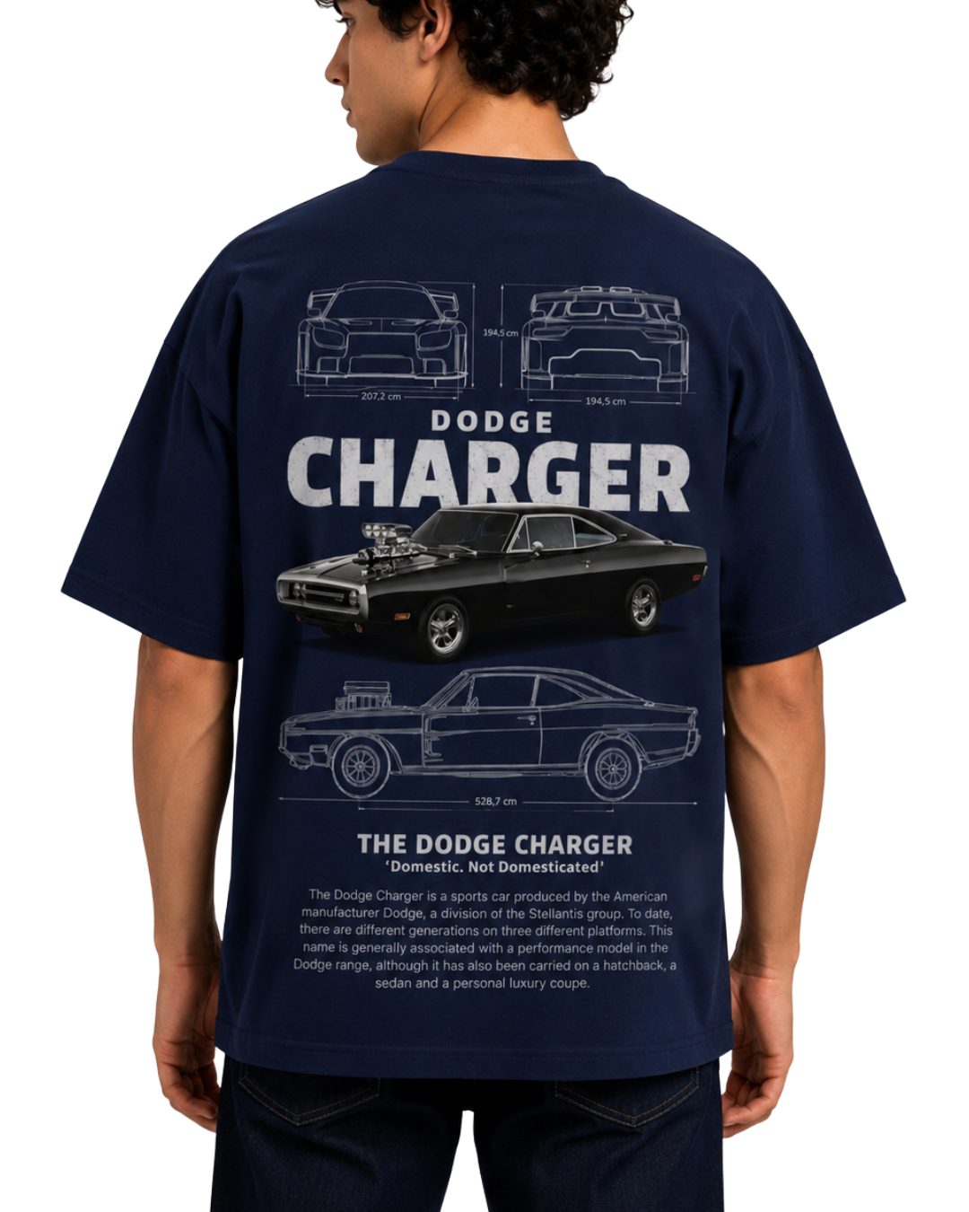 Men's Oversized Drop Shoulder Cotton T Shirt | Dodge Charger Streetwear