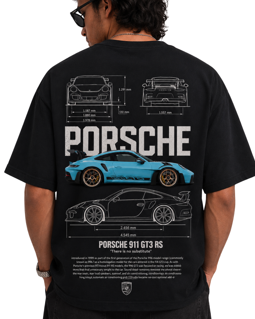 Men's Oversized Drop Shoulder Cotton T Shirt | 911 GT3 RS Racing