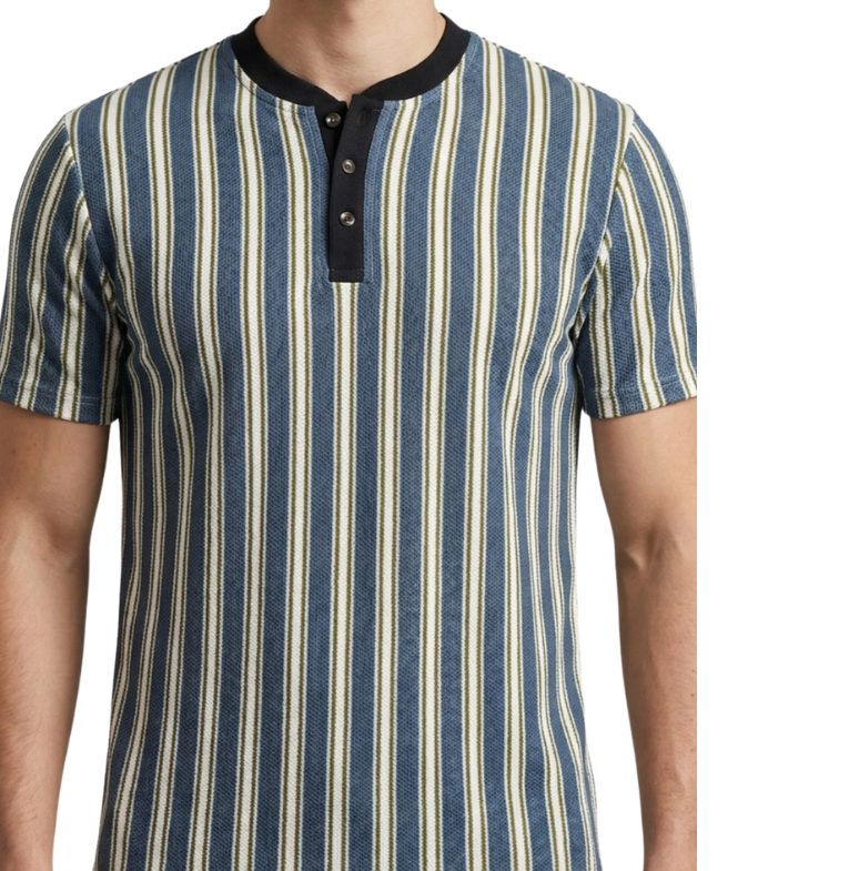 Vintage Striped Henley Tee