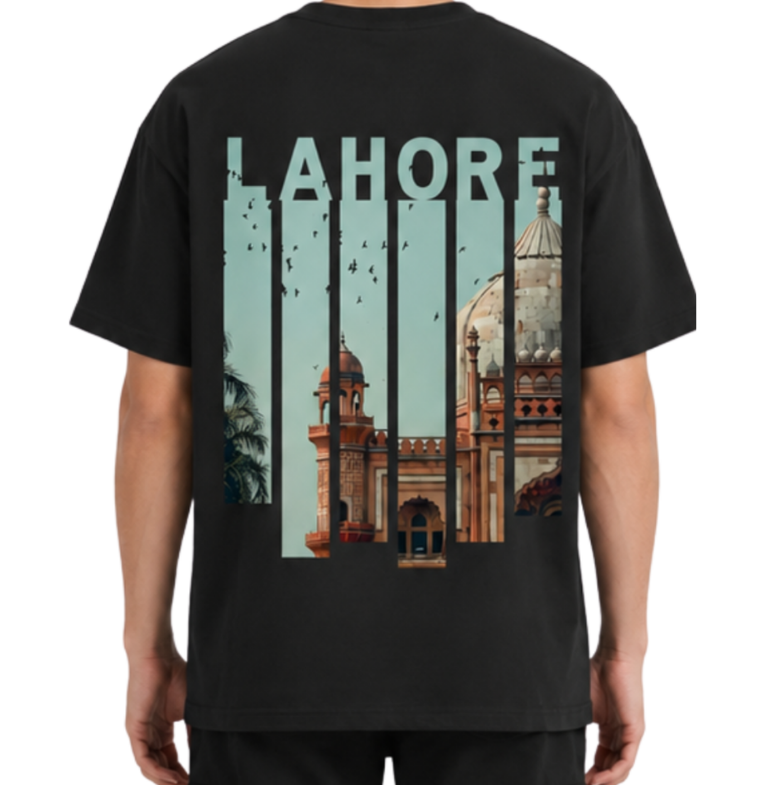 Men's Oversized Drop Shoulder Cotton T Shirt | Lahore Skyline