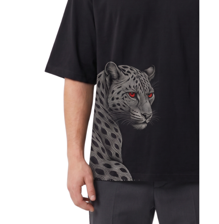 Men's Oversized Drop Shoulder Cotton T Shirt | Red Eyes Beast