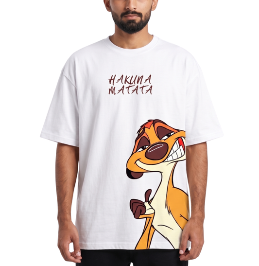 Men's Oversized Drop Shoulder Cotton T Shirt | Hakuna Matata