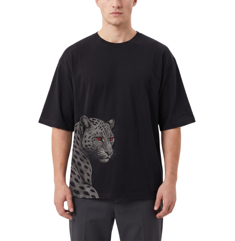 Men's Oversized Drop Shoulder Cotton T Shirt | Red Eyes Beast
