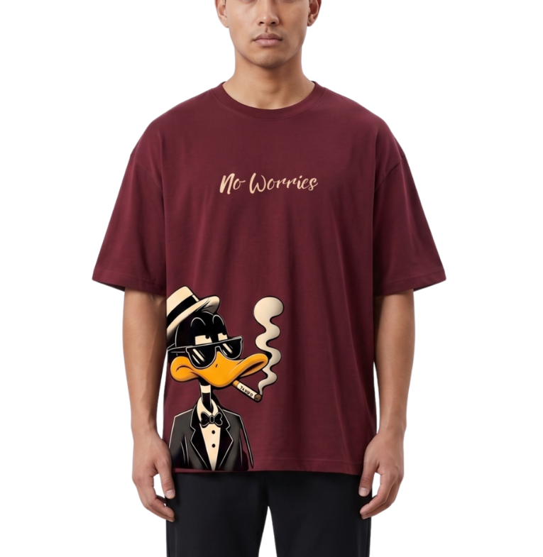 Men's Oversized Drop Shoulder Cotton T Shirt | No Worries