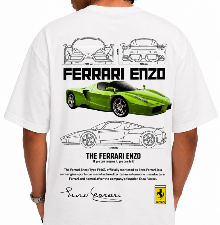 Men's Oversized Drop Shoulder Cotton T Shirt | Ferrari Enzo Streetwear