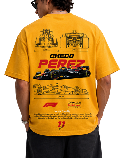 Men's Oversized Drop Shoulder Cotton T Shirt | Checo Perez F1 Racing