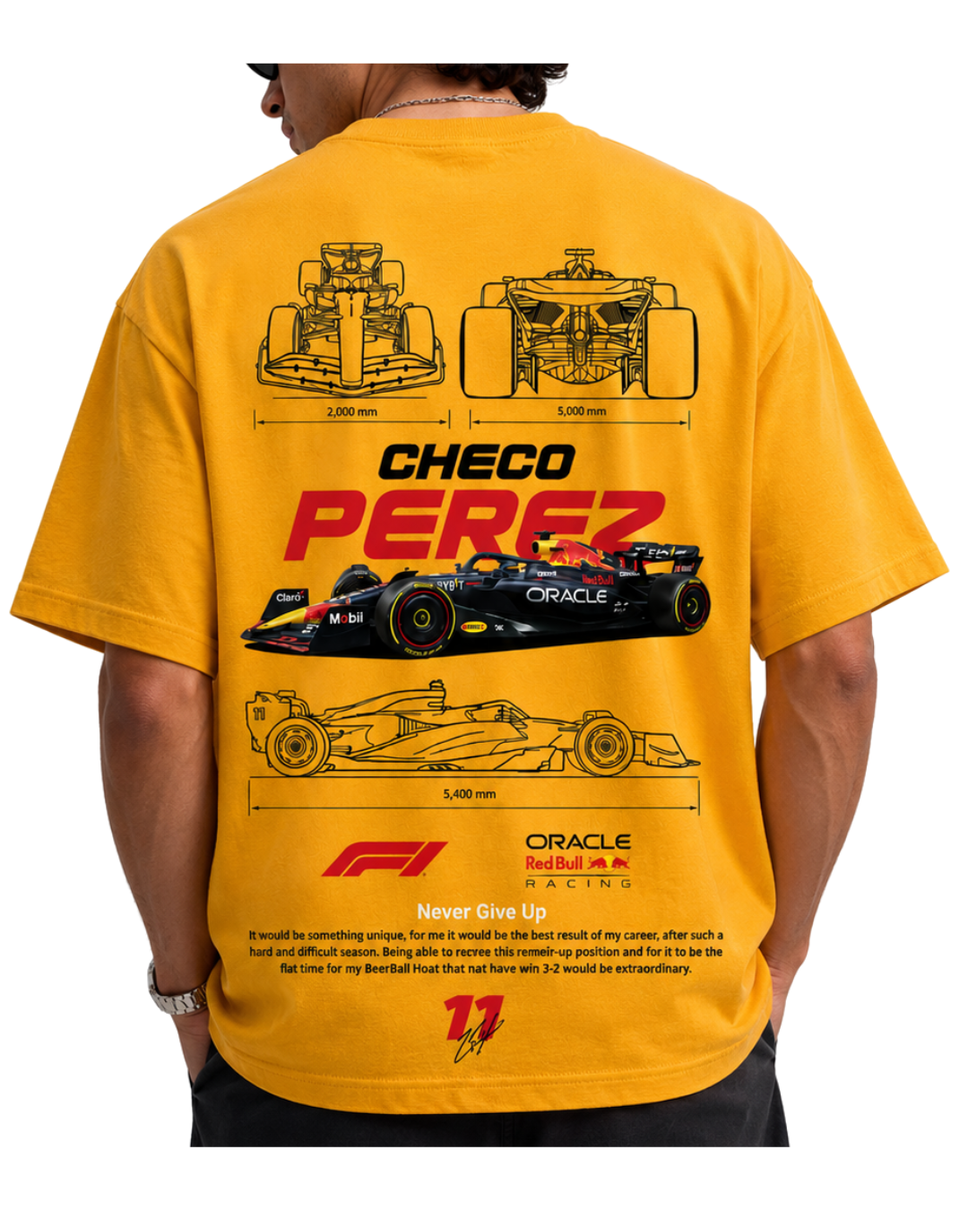 Men's Oversized Drop Shoulder Cotton T Shirt | Checo Perez F1 Racing