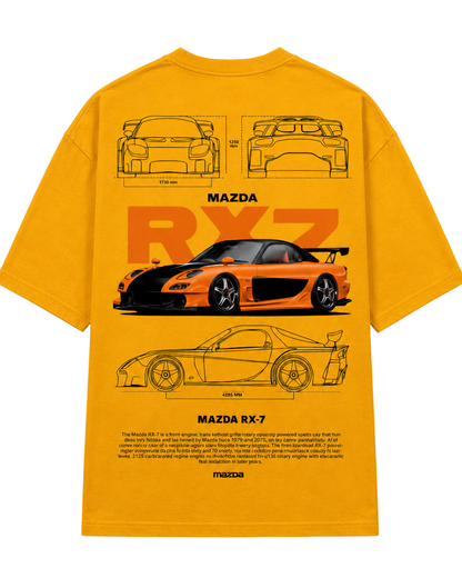 Men's Oversized Drop Shoulder Cotton T Shirt | Mazda RX-7 Sports Car
