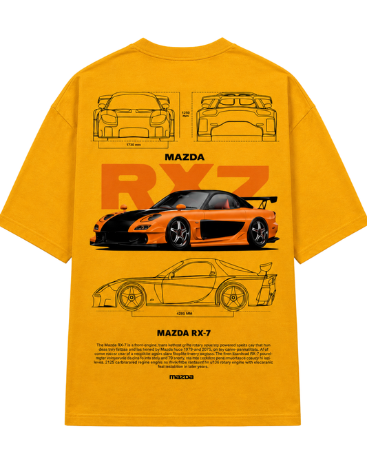 Men's Oversized Drop Shoulder Cotton T Shirt | Mazda RX-7 Sports Car