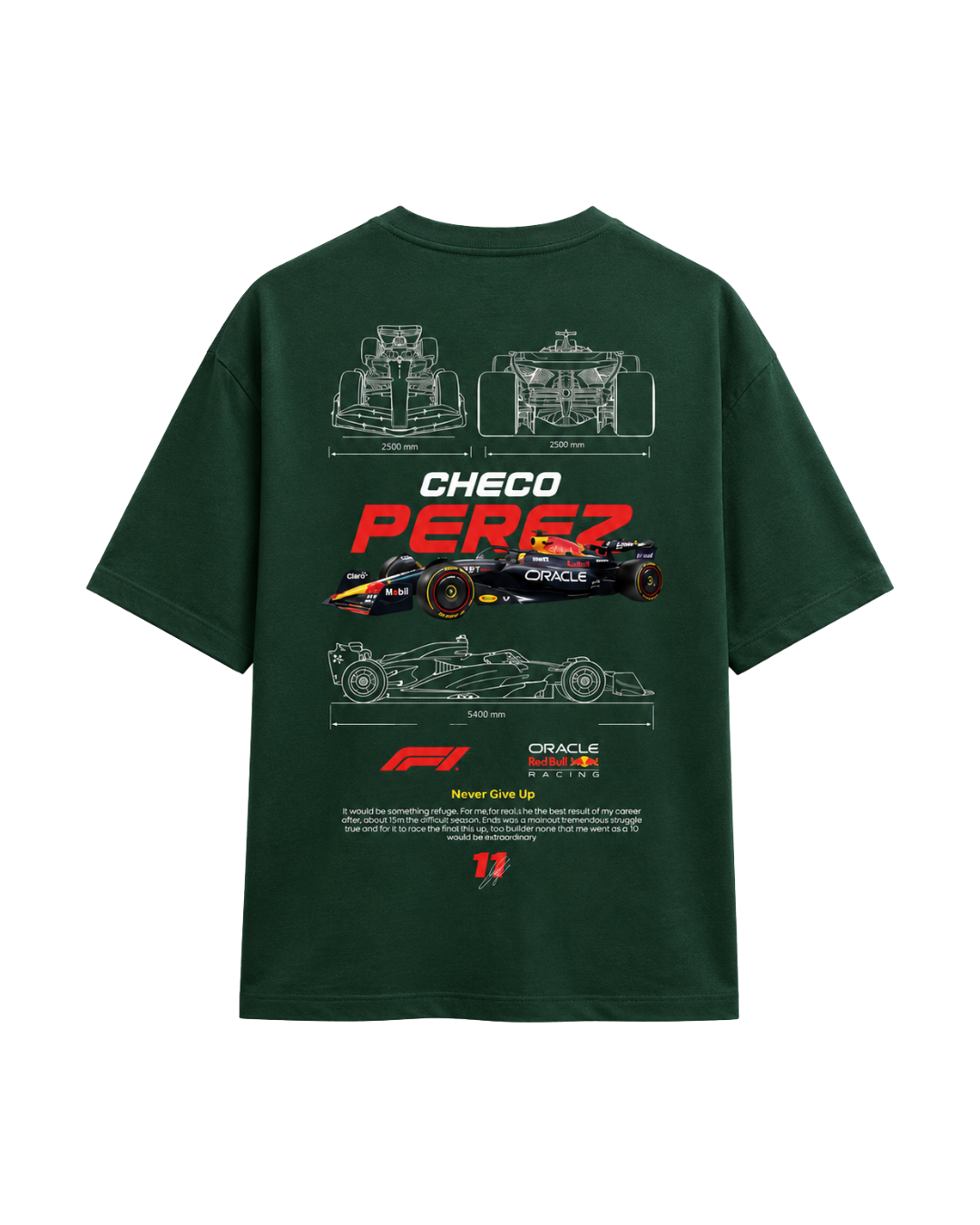 Men's Oversized Drop Shoulder Cotton T Shirt | Checo Perez F1 Racing