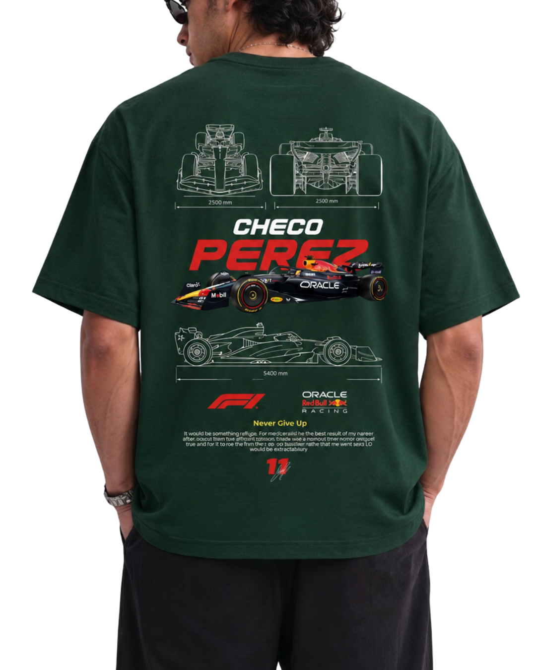 Men's Oversized Drop Shoulder Cotton T Shirt | Checo Perez F1 Racing