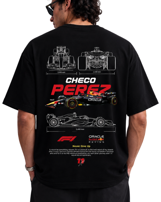 Men's Oversized Drop Shoulder Cotton T Shirt | Checo Perez F1 Racing