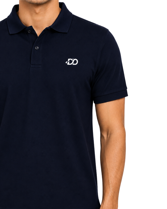 Men’s Navy Blue Ribbed Pique Polo Shirt