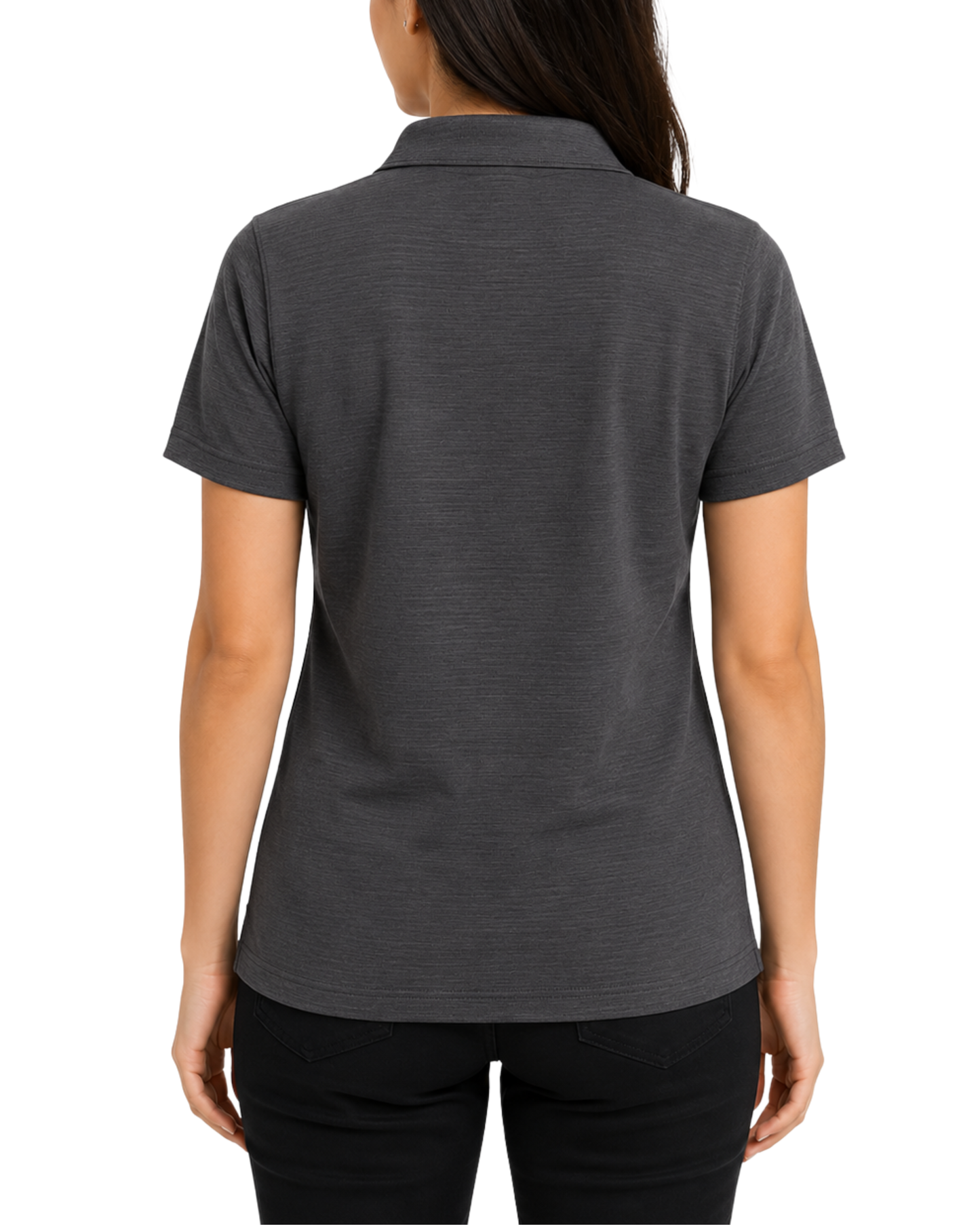 Women’s Classic Gray Ribbed Seam Less Polo Shirt